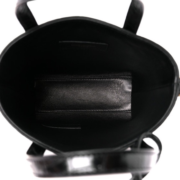 Saint Laurent Calfskin Crocodile Embossed Paris Mini Toy Shopper Tote Black - Picture 3 of 6